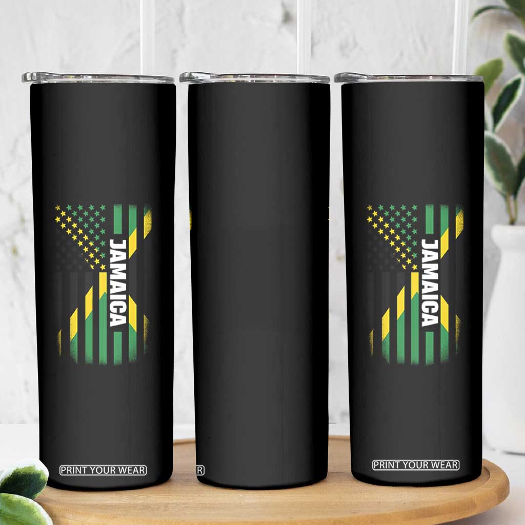 Jamaican American Flag Skinny Tumbler Distressed Jamaica America Usa Flag TS10 Print Your Wear