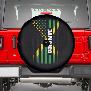 Jamaican American Flag Spare Tire Cover Distressed Jamaica America Usa Flag TS10 Black Print Your Wear