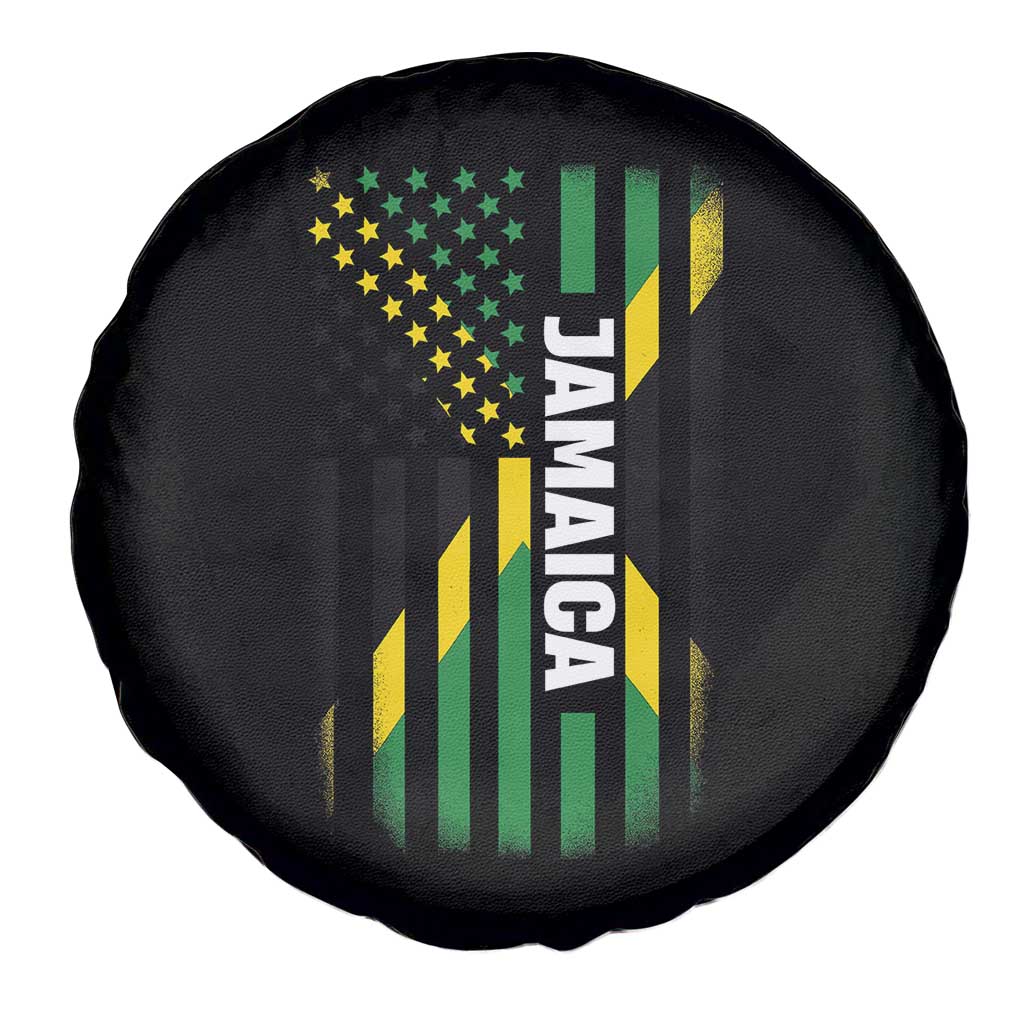 Jamaican American Flag Spare Tire Cover Distressed Jamaica America Usa Flag TS10 Print Your Wear
