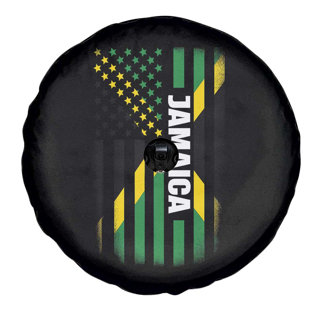 Jamaican American Flag Spare Tire Cover Distressed Jamaica America Usa Flag TS10 Print Your Wear