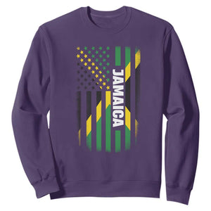Jamaican American Flag Sweatshirt Distressed Jamaica America Usa Flag TS10 Purple Print Your Wear