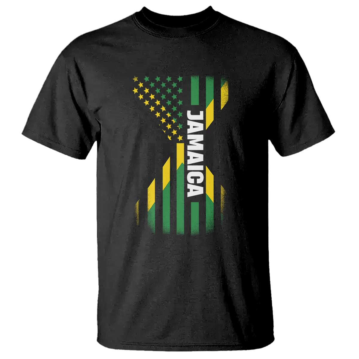 Jamaican American Flag T Shirt Distressed Jamaica America Usa Flag TS10 Black Print Your Wear