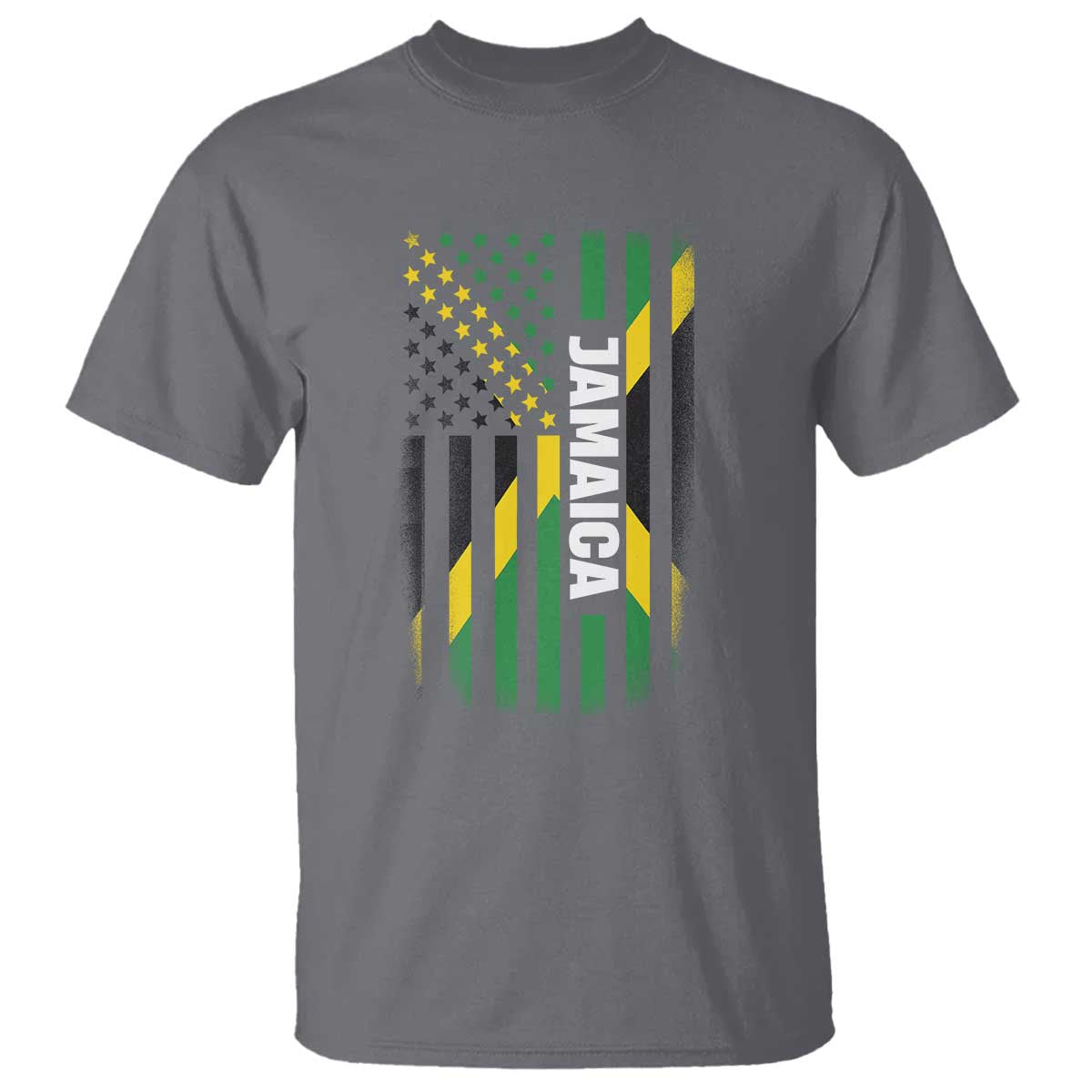 Jamaican American Flag T Shirt Distressed Jamaica America Usa Flag TS10 Charcoal Print Your Wear