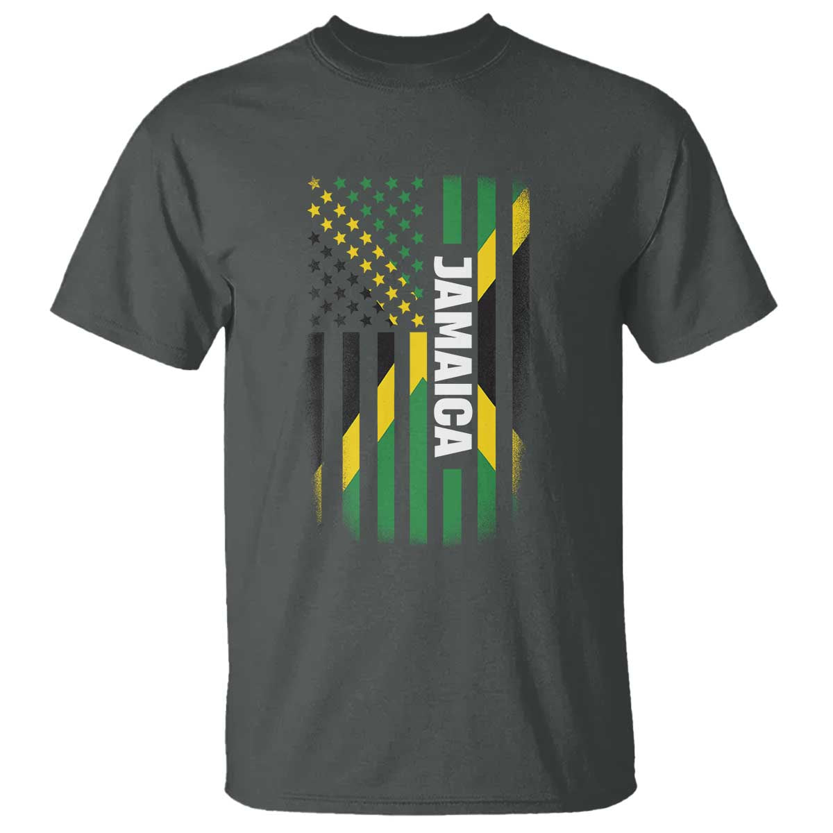 Jamaican American Flag T Shirt Distressed Jamaica America Usa Flag TS10 Dark Heather Print Your Wear