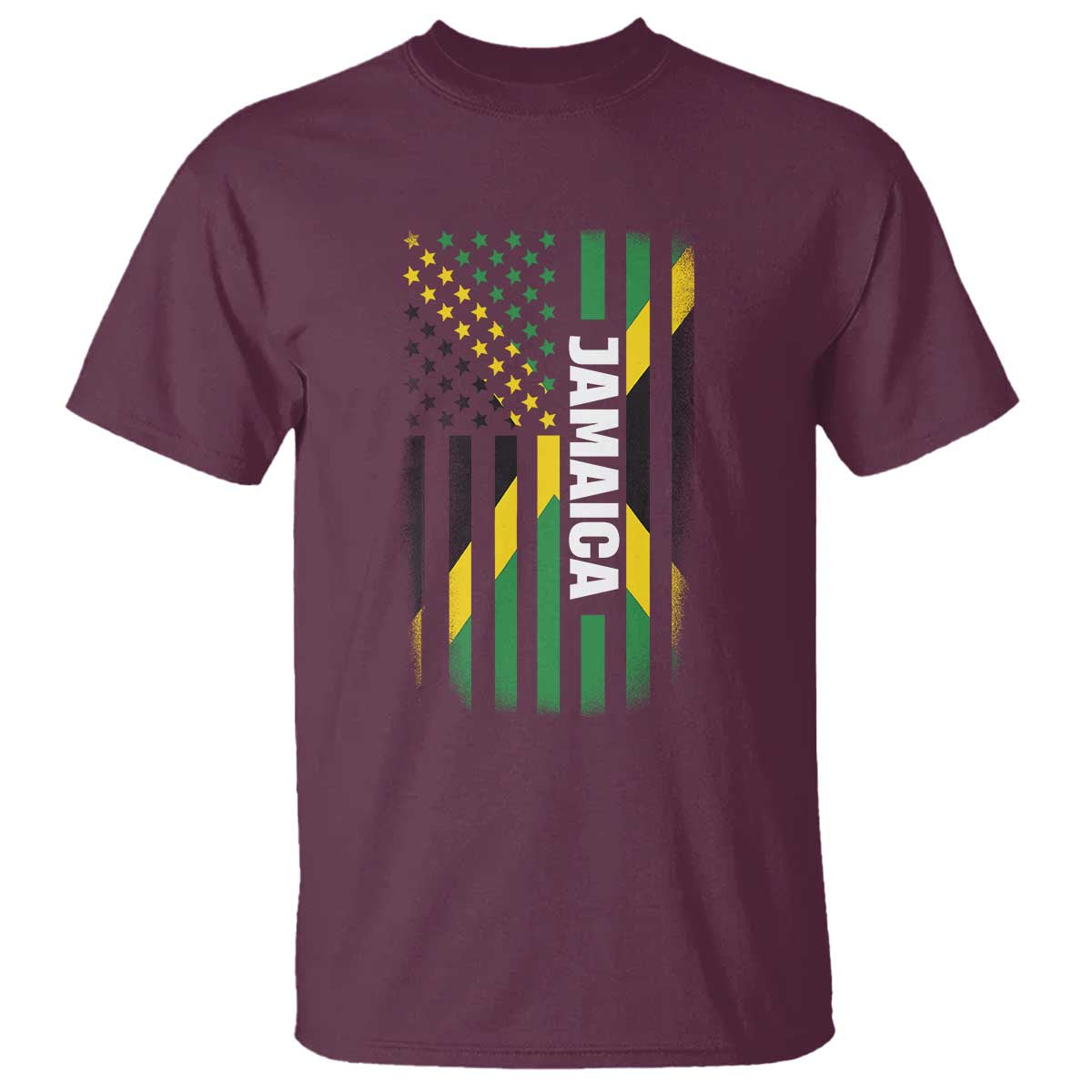 Jamaican American Flag T Shirt Distressed Jamaica America Usa Flag TS10 Maroon Print Your Wear