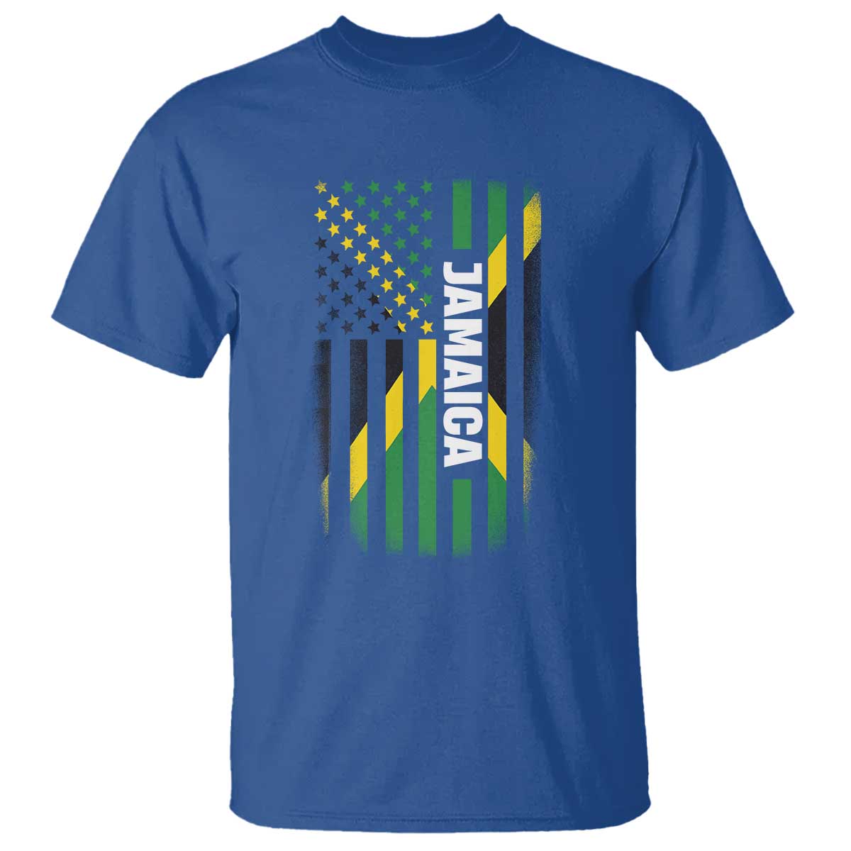 Jamaican American Flag T Shirt Distressed Jamaica America Usa Flag TS10 Royal Blue Print Your Wear