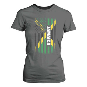 Jamaican American Flag T Shirt For Women Distressed Jamaica America Usa Flag TS10 Dark Heather Print Your Wear