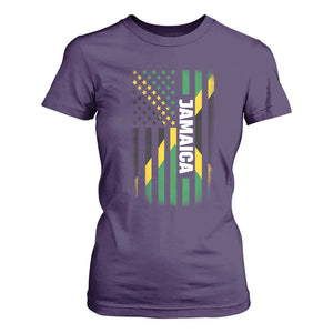 Jamaican American Flag T Shirt For Women Distressed Jamaica America Usa Flag TS10 Purple Print Your Wear