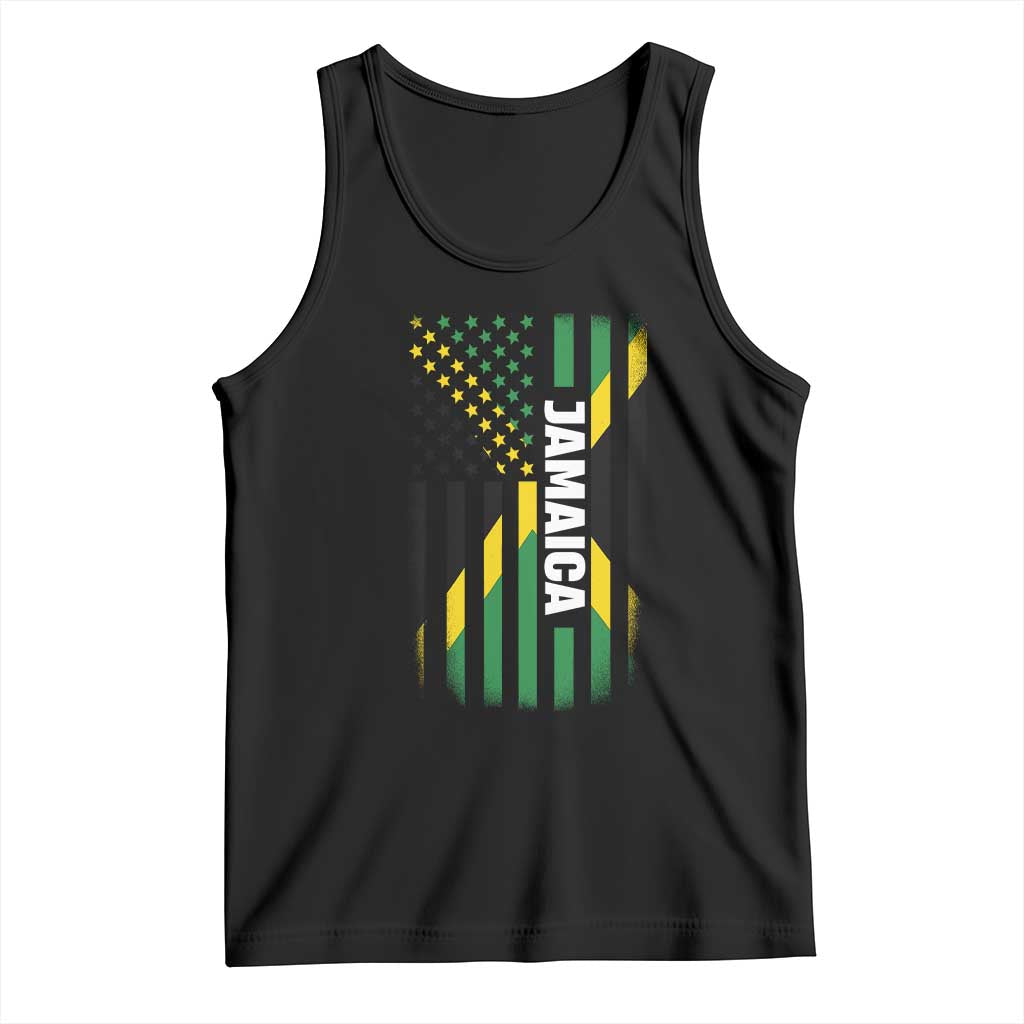 Jamaican American Flag Tank Top Distressed Jamaica America Usa Flag TS10 Black Print Your Wear