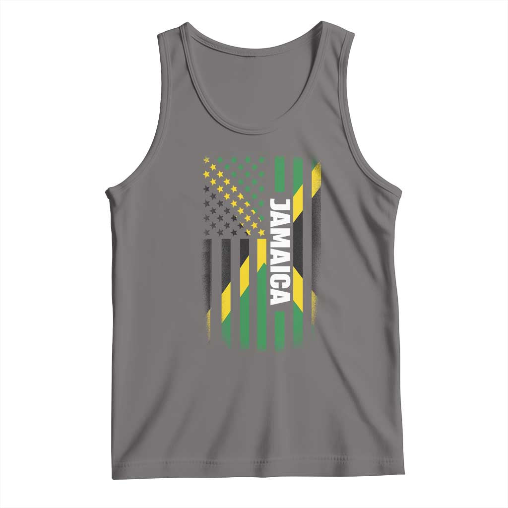 Jamaican American Flag Tank Top Distressed Jamaica America Usa Flag TS10 Deep Heather Print Your Wear
