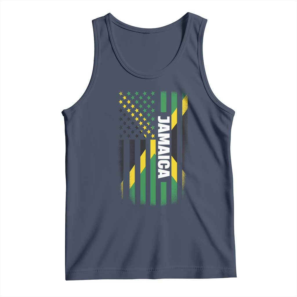Jamaican American Flag Tank Top Distressed Jamaica America Usa Flag TS10 Navy Print Your Wear