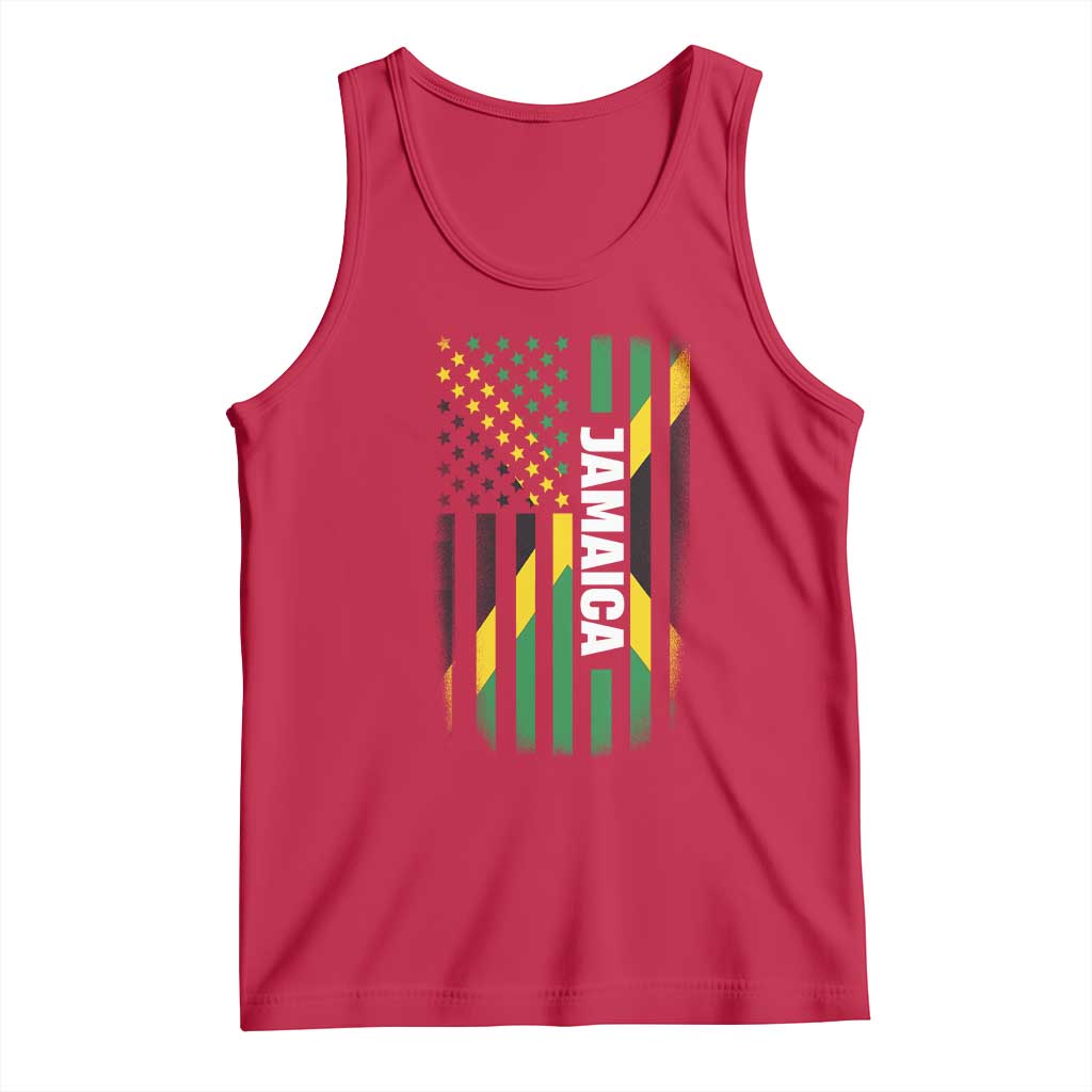 Jamaican American Flag Tank Top Distressed Jamaica America Usa Flag TS10 Red Print Your Wear