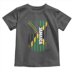 Jamaican American Flag Toddler T Shirt Distressed Jamaica America Usa Flag TS10 Dark Heather Print Your Wear