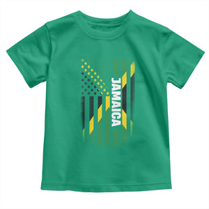 Jamaican American Flag Toddler T Shirt Distressed Jamaica America Usa Flag TS10 Irish Green Print Your Wear
