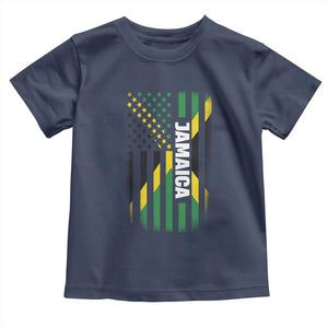 Jamaican American Flag Toddler T Shirt Distressed Jamaica America Usa Flag TS10 Navy Print Your Wear
