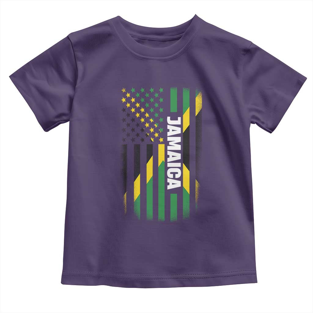 Jamaican American Flag Toddler T Shirt Distressed Jamaica America Usa Flag TS10 Purple Print Your Wear
