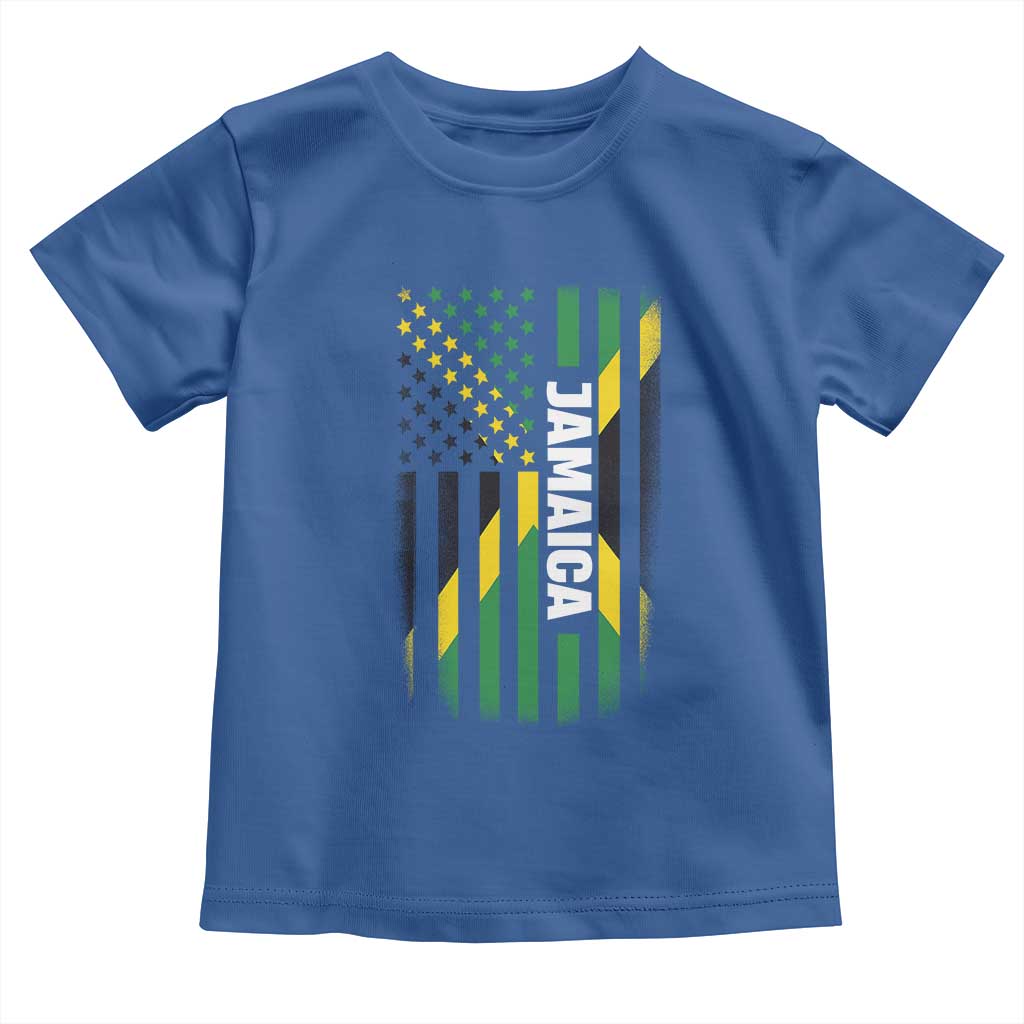Jamaican American Flag Toddler T Shirt Distressed Jamaica America Usa Flag TS10 Royal Blue Print Your Wear