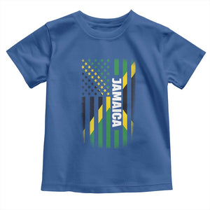 Jamaican American Flag Toddler T Shirt Distressed Jamaica America Usa Flag TS10 Royal Blue Print Your Wear