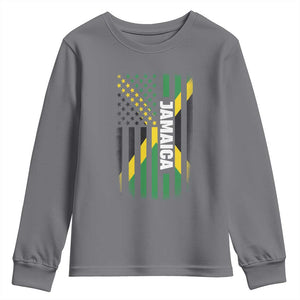 Jamaican American Flag Youth Sweatshirt Distressed Jamaica America Usa Flag TS10 Charcoal Print Your Wear