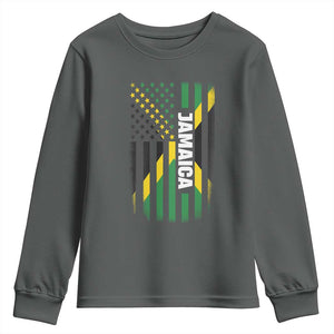 Jamaican American Flag Youth Sweatshirt Distressed Jamaica America Usa Flag TS10 Dark Heather Print Your Wear