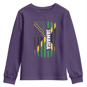 Jamaican American Flag Youth Sweatshirt Distressed Jamaica America Usa Flag TS10 Purple Print Your Wear