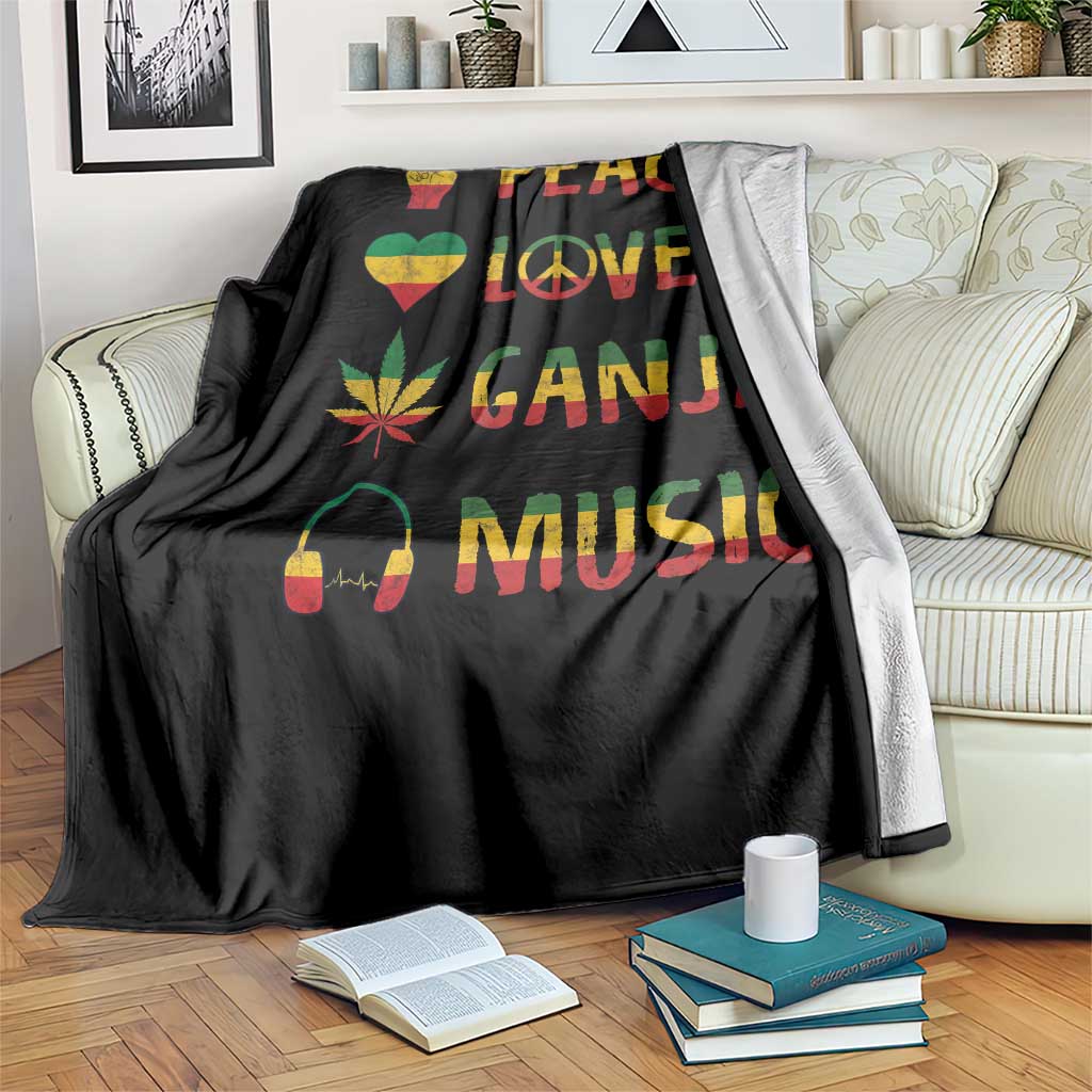 Rasta Weed Throw Blanket Peace Love Ganja Marijuana Cannabis Reggae Music TS10 Print Your Wear