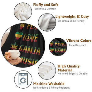 Rasta Weed Throw Blanket Peace Love Ganja Marijuana Cannabis Reggae Music TS10 Print Your Wear