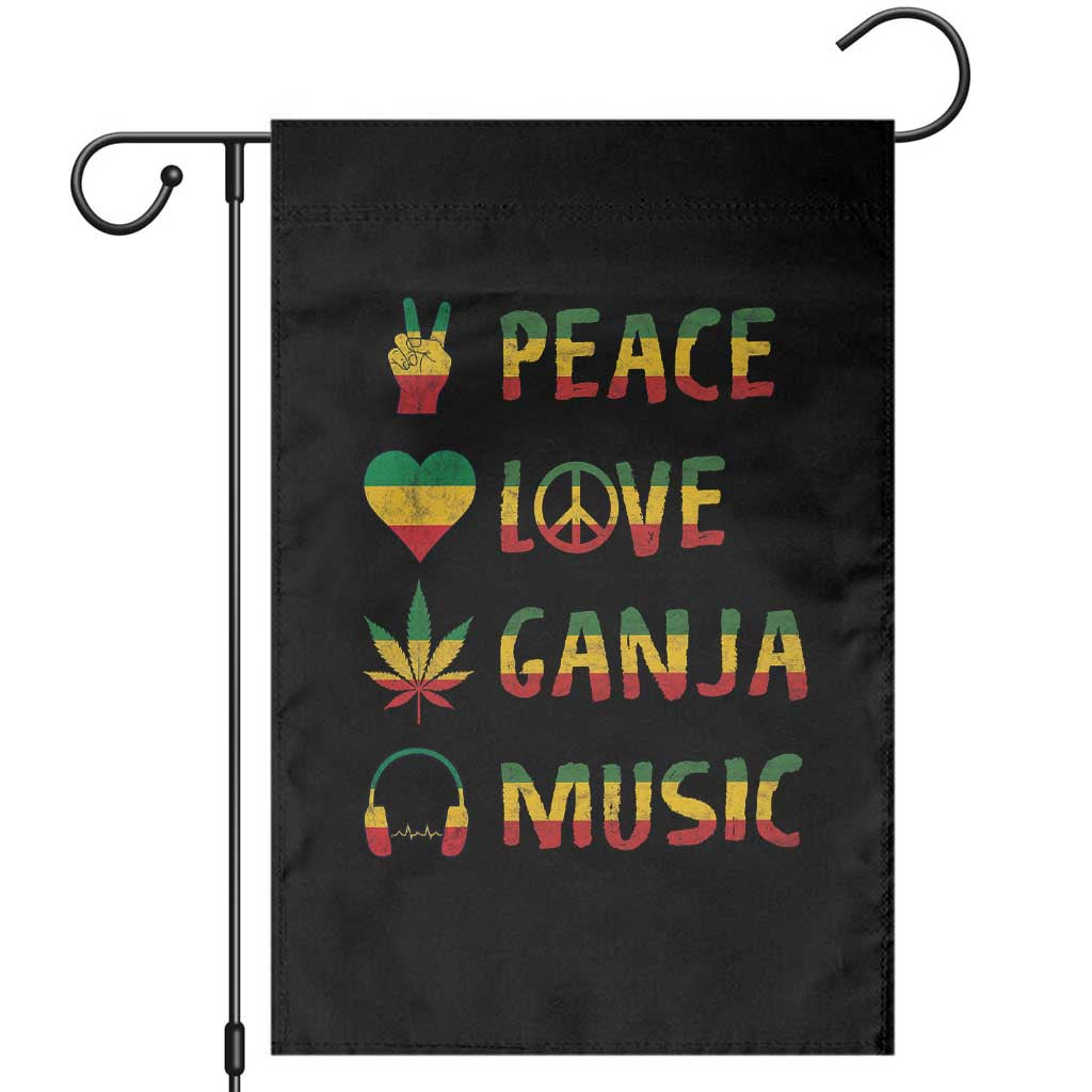 Rasta Weed Garden Flag Peace Love Ganja Marijuana Cannabis Reggae Music TS10 Black Print Your Wear