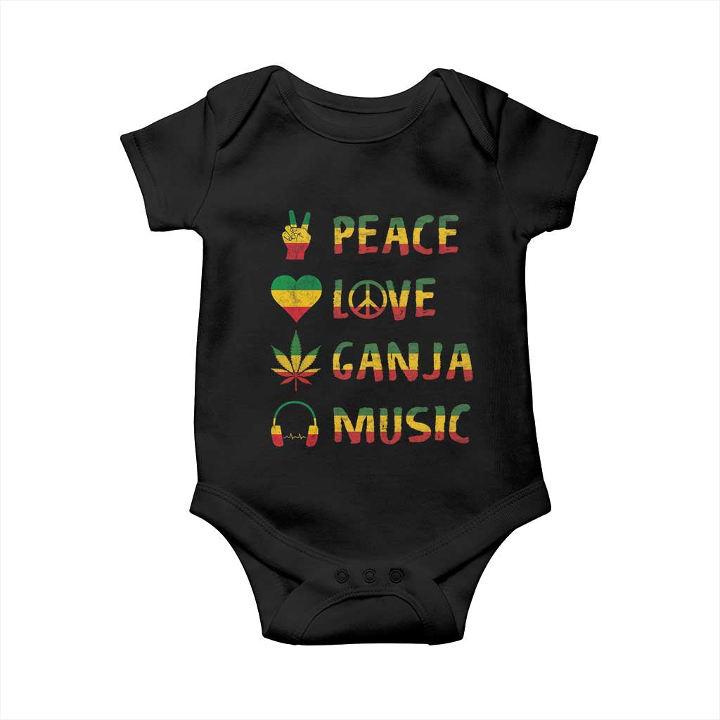 Rasta Weed Baby Onesie Peace Love Ganja Marijuana Cannabis Reggae Music TS10 Black Print Your Wear