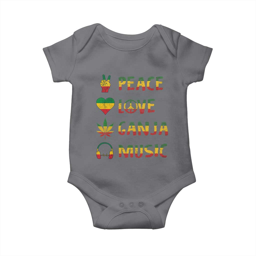 Rasta Weed Baby Onesie Peace Love Ganja Marijuana Cannabis Reggae Music TS10 Charcoal Print Your Wear
