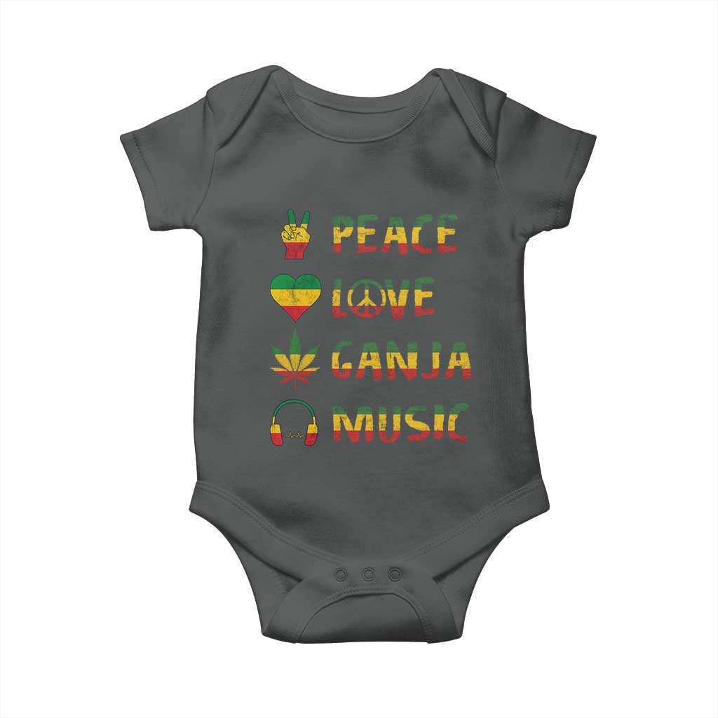 Rasta Weed Baby Onesie Peace Love Ganja Marijuana Cannabis Reggae Music TS10 Dark Heather Print Your Wear