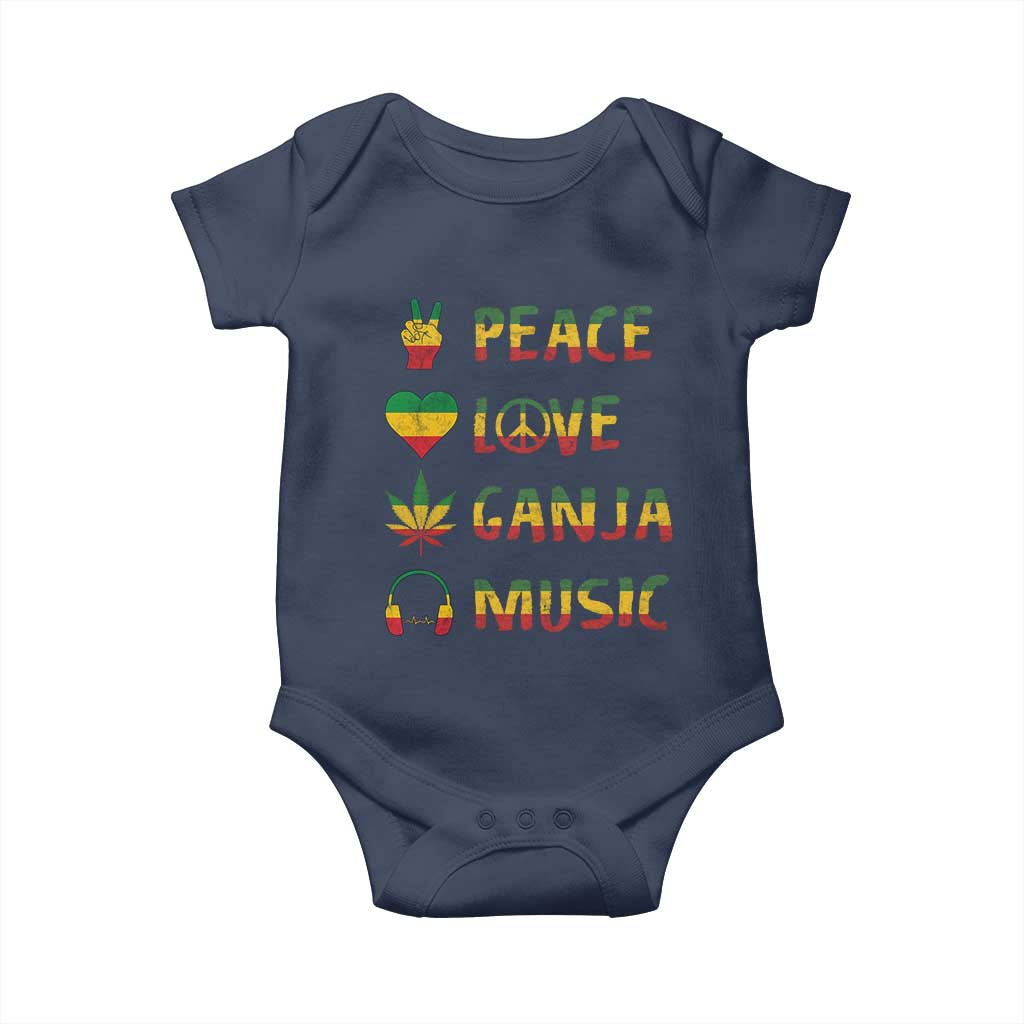Rasta Weed Baby Onesie Peace Love Ganja Marijuana Cannabis Reggae Music TS10 Navy Print Your Wear