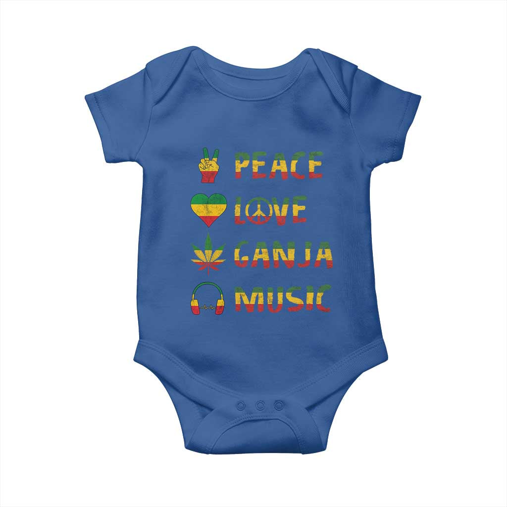 Rasta Weed Baby Onesie Peace Love Ganja Marijuana Cannabis Reggae Music TS10 Royal Blue Print Your Wear