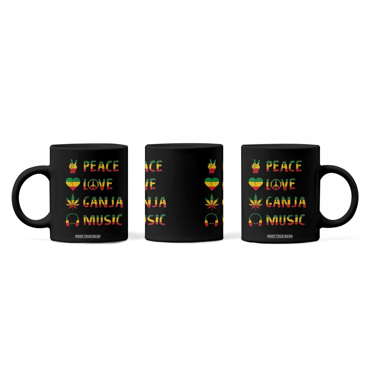 Rasta Weed Coffee Mug Peace Love Ganja Marijuana Cannabis Reggae Music TS10 Print Your Wear