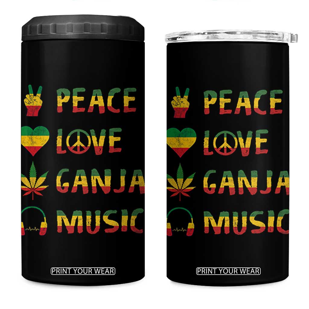 Rasta Weed 4 in 1 Can Cooler Tumbler Peace Love Ganja Marijuana Cannabis Reggae Music TS10 One Size: 16 oz Black Print Your Wear