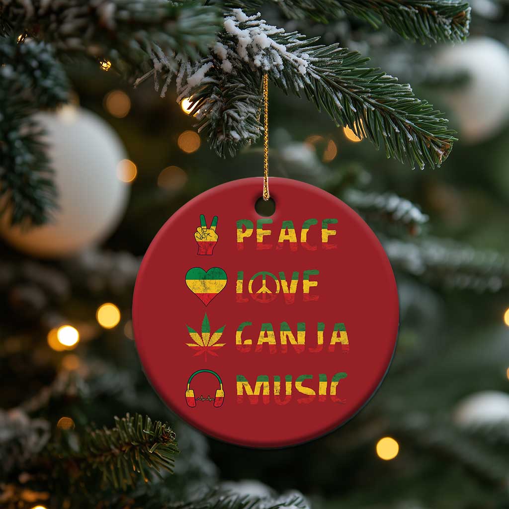 Rasta Weed Christmas Ornament Peace Love Ganja Marijuana Cannabis Reggae Music TS10 Print Your Wear