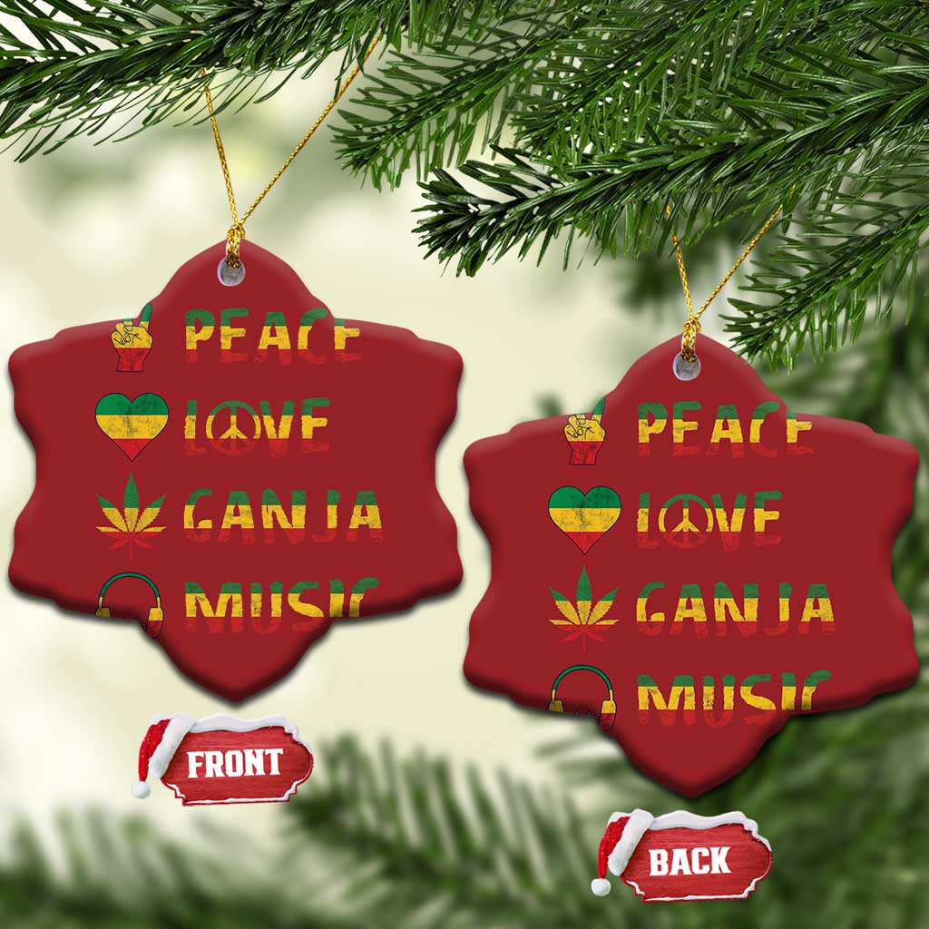 Rasta Weed Christmas Ornament Peace Love Ganja Marijuana Cannabis Reggae Music TS10 Snow Flake Red Print Your Wear