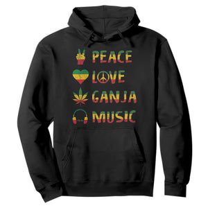 Rasta Weed Hoodie Peace Love Ganja Marijuana Cannabis Reggae Music TS10 Black Print Your Wear