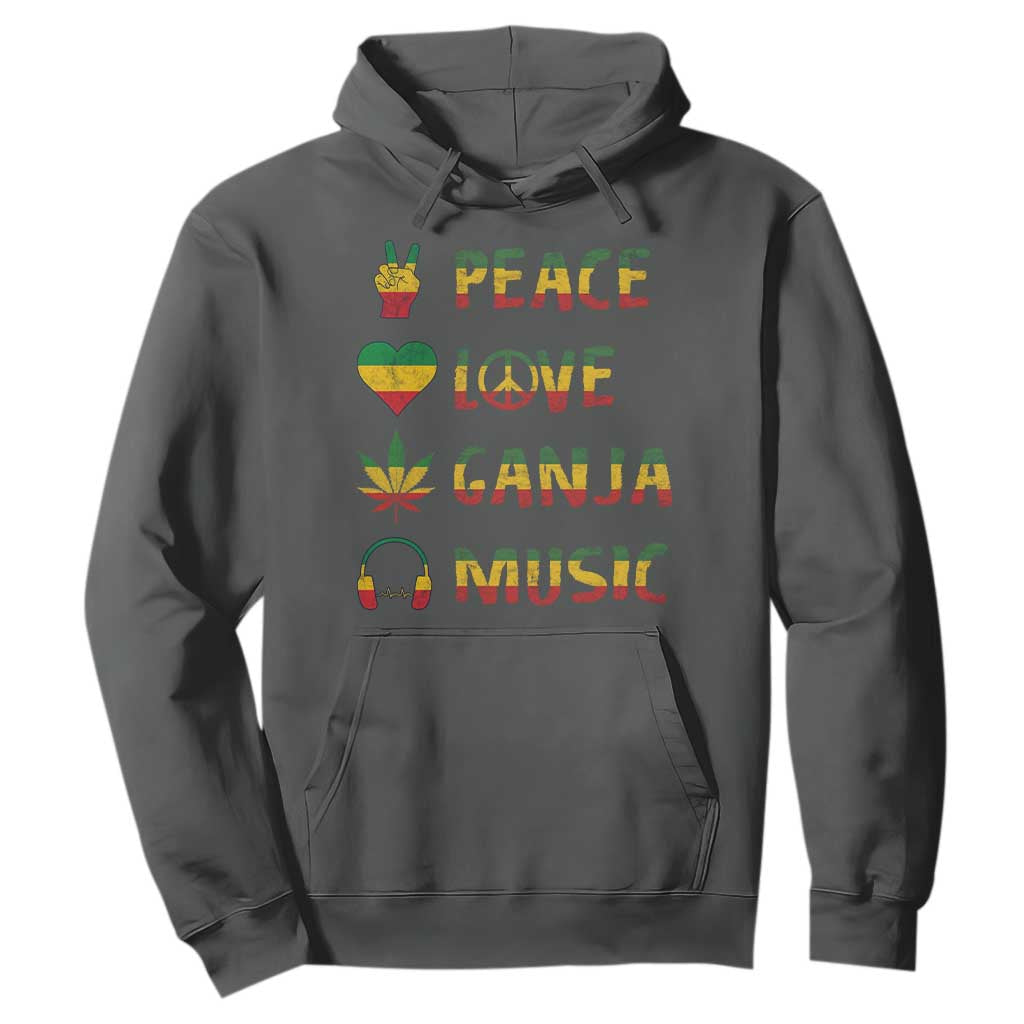 Rasta Weed Hoodie Peace Love Ganja Marijuana Cannabis Reggae Music TS10 Dark Heather Print Your Wear