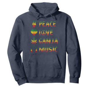 Rasta Weed Hoodie Peace Love Ganja Marijuana Cannabis Reggae Music TS10 Navy Print Your Wear