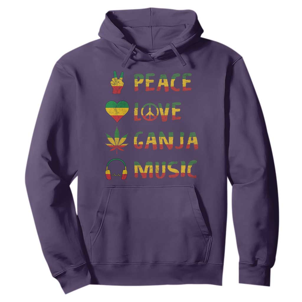 Rasta Weed Hoodie Peace Love Ganja Marijuana Cannabis Reggae Music TS10 Purple Print Your Wear
