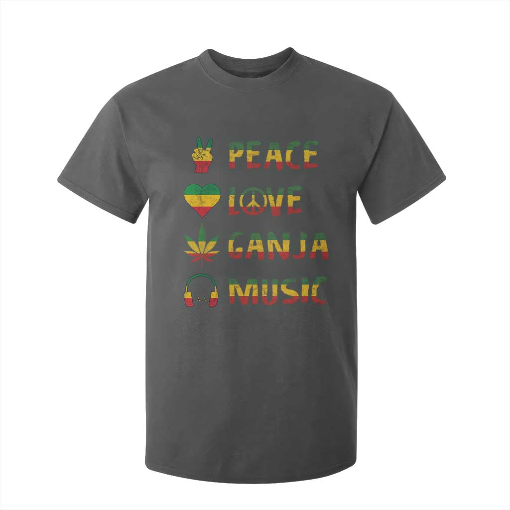 Rasta Weed T Shirt For Kid Peace Love Ganja Marijuana Cannabis Reggae Music TS10 Dark Heather Print Your Wear