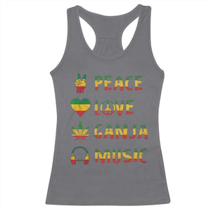 Rasta Weed Racerback Tank Top Peace Love Ganja Marijuana Cannabis Reggae Music TS10 Charcoal Print Your Wear