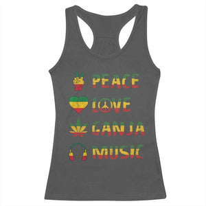 Rasta Weed Racerback Tank Top Peace Love Ganja Marijuana Cannabis Reggae Music TS10 Dark Heather Print Your Wear