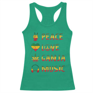 Rasta Weed Racerback Tank Top Peace Love Ganja Marijuana Cannabis Reggae Music TS10 Irish Green Print Your Wear