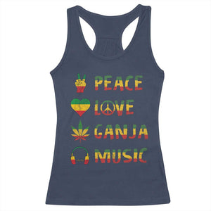 Rasta Weed Racerback Tank Top Peace Love Ganja Marijuana Cannabis Reggae Music TS10 Navy Print Your Wear