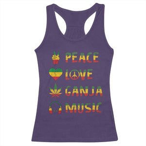Rasta Weed Racerback Tank Top Peace Love Ganja Marijuana Cannabis Reggae Music TS10 Purple Print Your Wear