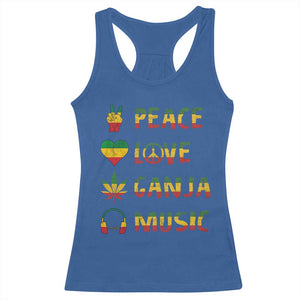 Rasta Weed Racerback Tank Top Peace Love Ganja Marijuana Cannabis Reggae Music TS10 Royal Blue Print Your Wear