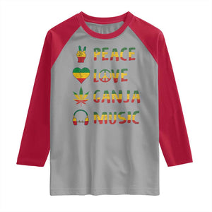 Rasta Weed Raglan Shirt Peace Love Ganja Marijuana Cannabis Reggae Music TS10 Sport Gray Red Print Your Wear