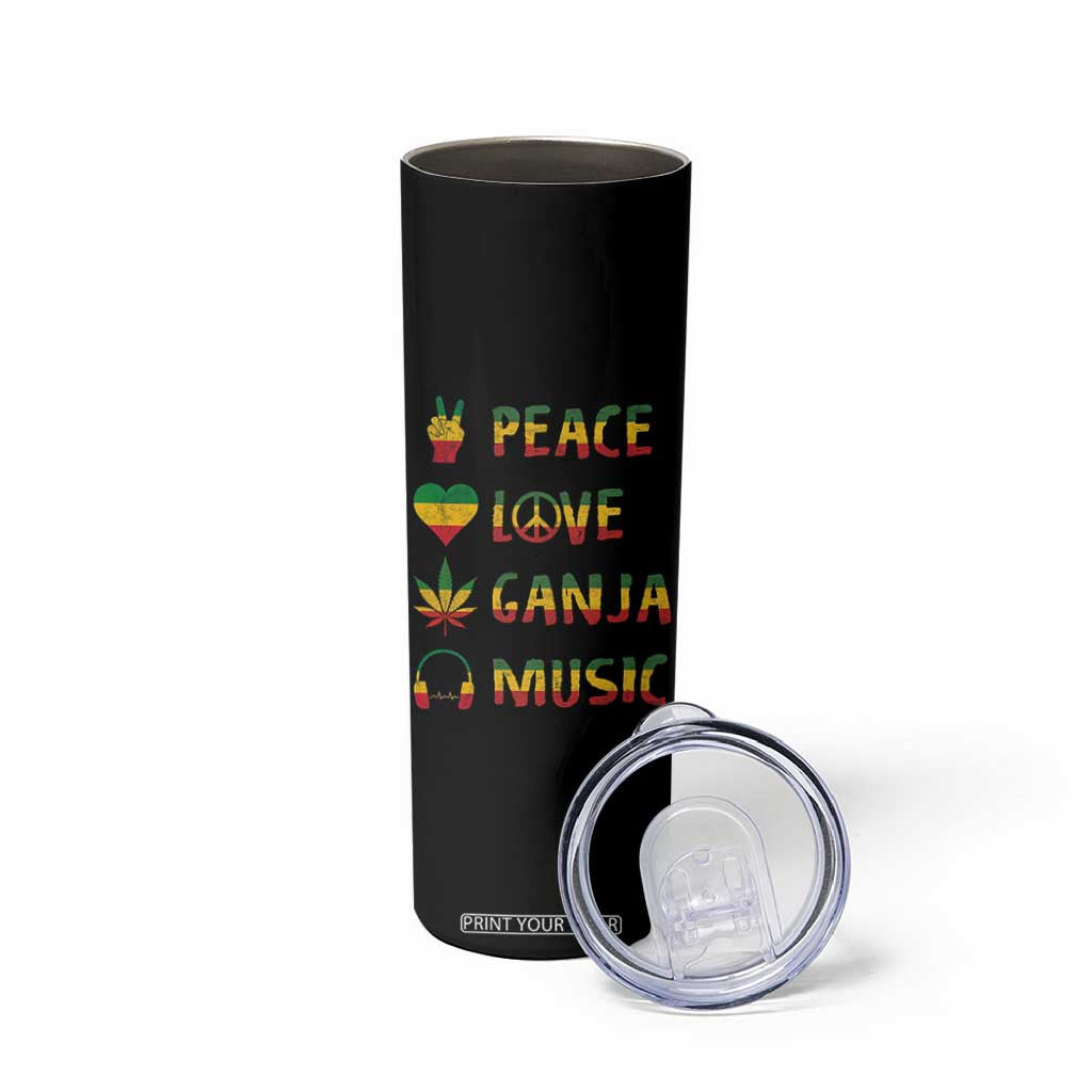 Rasta Weed Skinny Tumbler Peace Love Ganja Marijuana Cannabis Reggae Music TS10 Print Your Wear